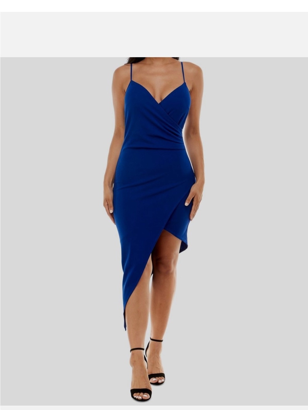 Emerald Sundae Royal Blue Asymmetric Wrap Dress